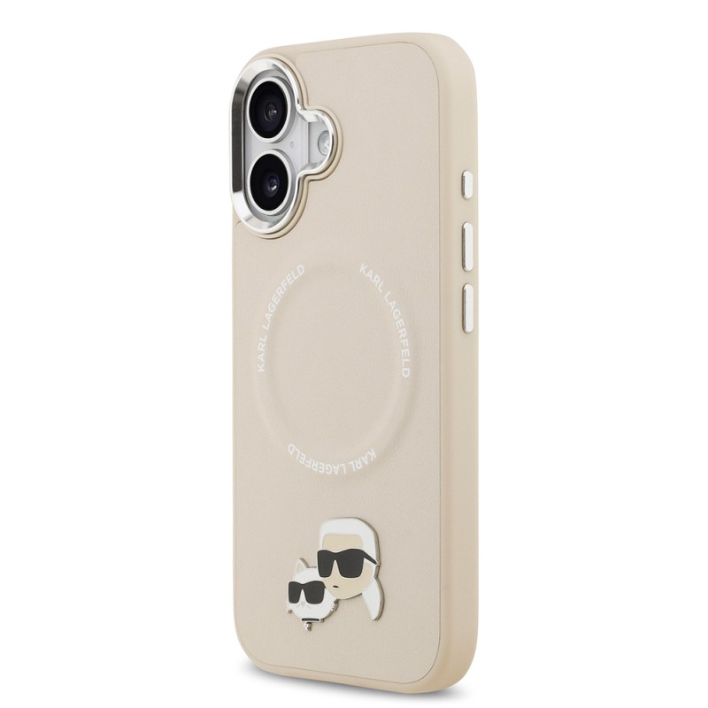 Apple iPhone 17 Case Karl Lagerfeld Original Licensed M-Safe Charging Feature Metal Camera and Button Design K&C PU Leather Cover - 5