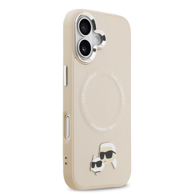 Apple iPhone 17 Case Karl Lagerfeld Original Licensed M-Safe Charging Feature Metal Camera and Button Design K&C PU Leather Cover - 7