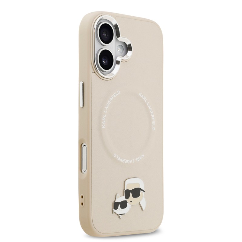 Apple iPhone 17 Case Karl Lagerfeld Original Licensed M-Safe Charging Feature Metal Camera and Button Design K&C PU Leather Cover - 7