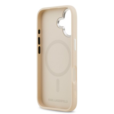 Apple iPhone 17 Case Karl Lagerfeld Original Licensed M-Safe Charging Feature Metal Camera and Button Design K&C PU Leather Cover - 10