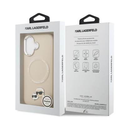 Apple iPhone 17 Case Karl Lagerfeld Original Licensed M-Safe Charging Feature Metal Camera and Button Design K&C PU Leather Cover - 11
