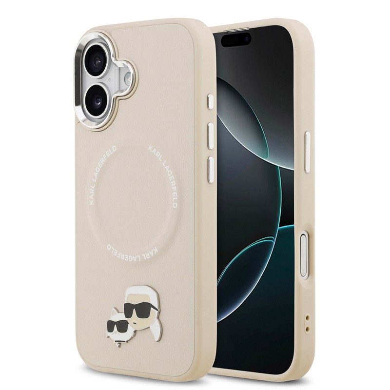 Apple iPhone 17 Case Karl Lagerfeld Original Licensed M-Safe Charging Feature Metal Camera and Button Design K&C PU Leather Cover - 2