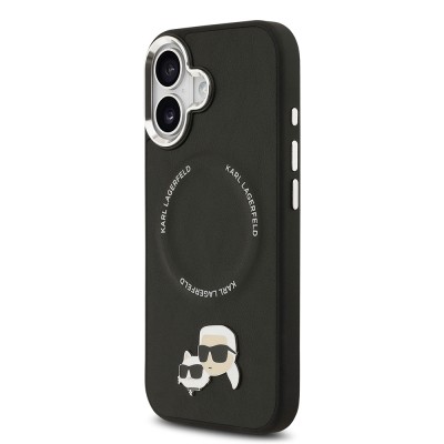 Apple iPhone 17 Case Karl Lagerfeld Original Licensed M-Safe Charging Feature Metal Camera and Button Design K&C PU Leather Cover - 12