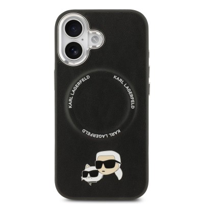 Apple iPhone 17 Case Karl Lagerfeld Original Licensed M-Safe Charging Feature Metal Camera and Button Design K&C PU Leather Cover - 13