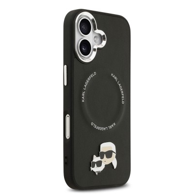 Apple iPhone 17 Case Karl Lagerfeld Original Licensed M-Safe Charging Feature Metal Camera and Button Design K&C PU Leather Cover - 14