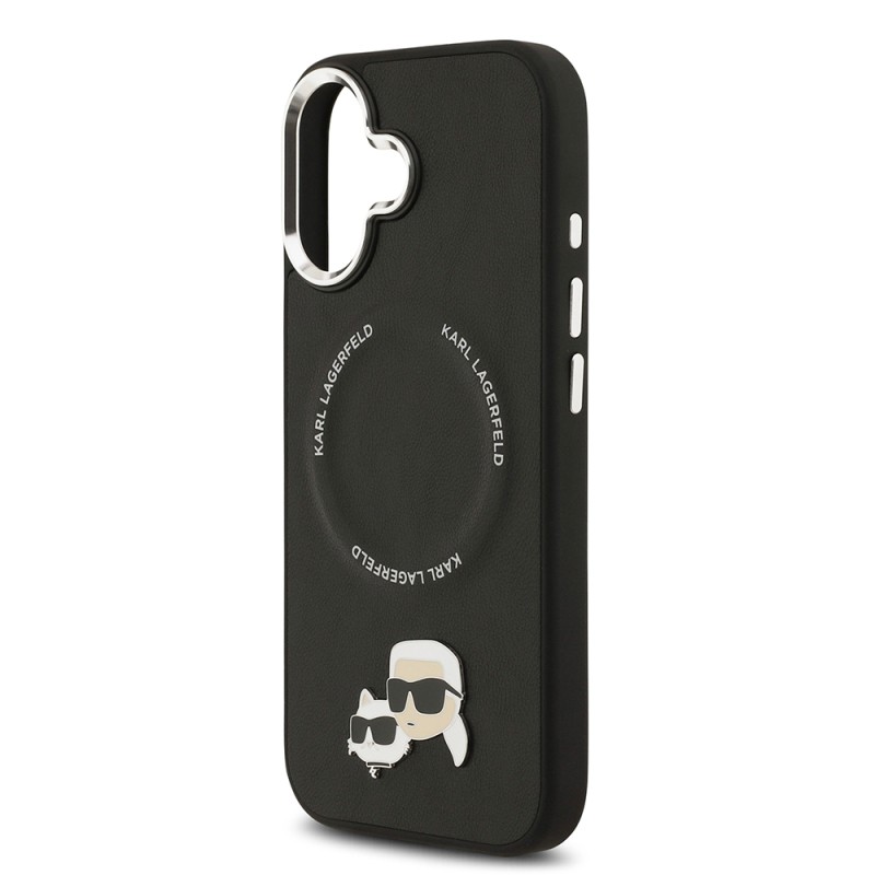Apple iPhone 17 Case Karl Lagerfeld Original Licensed M-Safe Charging Feature Metal Camera and Button Design K&C PU Leather Cover - 16