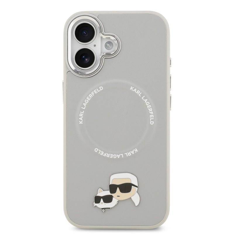 Apple iPhone 17 Case Karl Lagerfeld Original Licensed M-Safe Charging Feature Metal Camera and Button Design K&C PU Leather Cover - 20