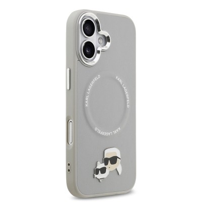 Apple iPhone 17 Case Karl Lagerfeld Original Licensed M-Safe Charging Feature Metal Camera and Button Design K&C PU Leather Cover - 21
