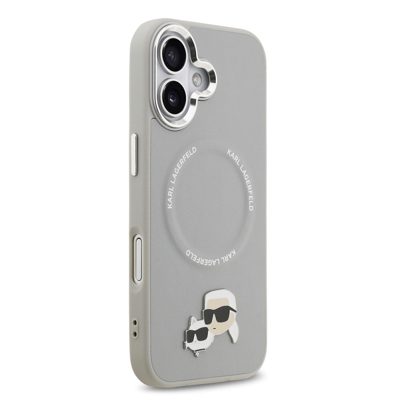 Apple iPhone 17 Case Karl Lagerfeld Original Licensed M-Safe Charging Feature Metal Camera and Button Design K&C PU Leather Cover - 21
