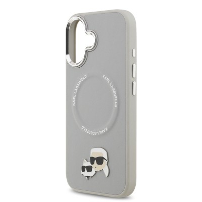 Apple iPhone 17 Case Karl Lagerfeld Original Licensed M-Safe Charging Feature Metal Camera and Button Design K&C PU Leather Cover - 23
