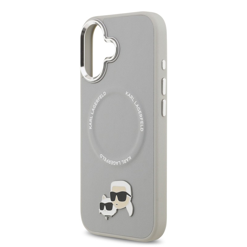 Apple iPhone 17 Case Karl Lagerfeld Original Licensed M-Safe Charging Feature Metal Camera and Button Design K&C PU Leather Cover - 23