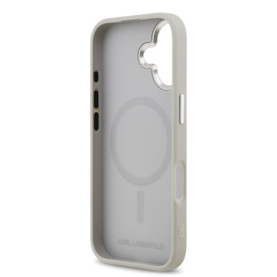 Apple iPhone 17 Case Karl Lagerfeld Original Licensed M-Safe Charging Feature Metal Camera and Button Design K&C PU Leather Cover - 24