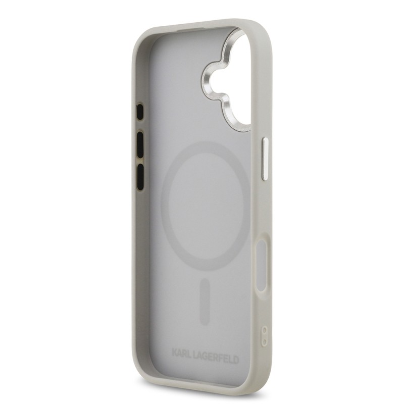 Apple iPhone 17 Case Karl Lagerfeld Original Licensed M-Safe Charging Feature Metal Camera and Button Design K&C PU Leather Cover - 24
