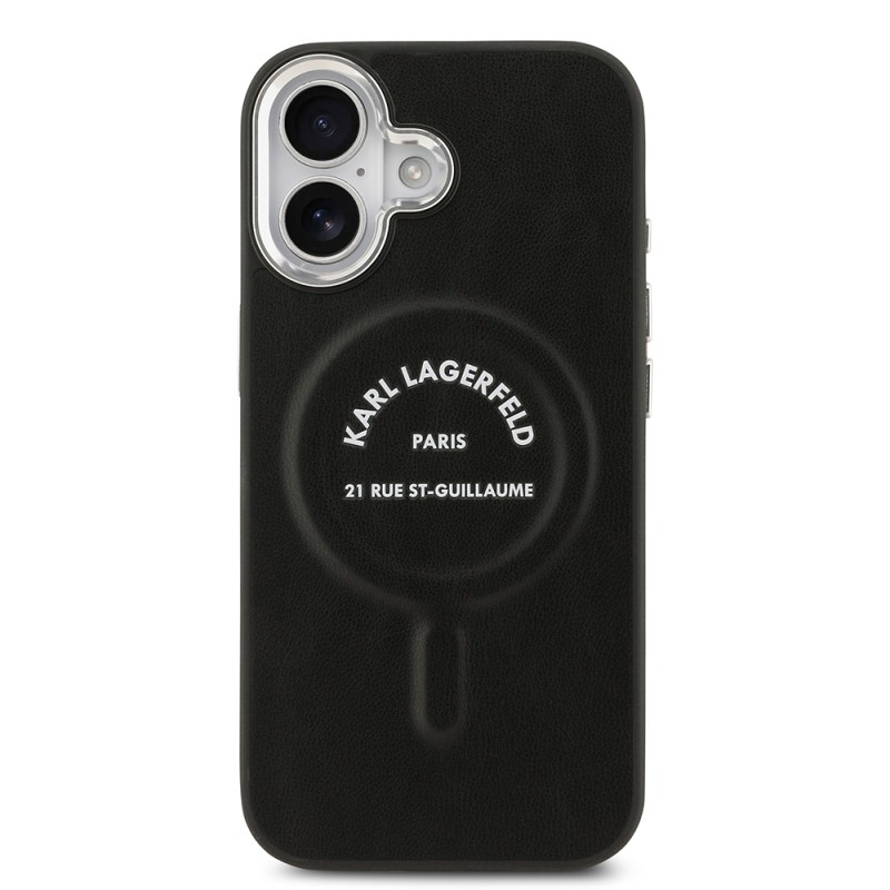 Apple iPhone 17 Case Karl Lagerfeld Original Licensed M-safe Charging Feature Metal Camera and Button Design Paris RSG PU Leather Cover - 4