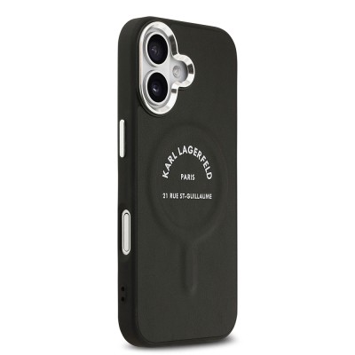 Apple iPhone 17 Case Karl Lagerfeld Original Licensed M-safe Charging Feature Metal Camera and Button Design Paris RSG PU Leather Cover - 5