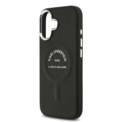 Apple iPhone 17 Case Karl Lagerfeld Original Licensed M-safe Charging Feature Metal Camera and Button Design Paris RSG PU Leather Cover - 7