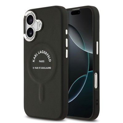 Apple iPhone 17 Case Karl Lagerfeld Original Licensed M-safe Charging Feature Metal Camera and Button Design Paris RSG PU Leather Cover - 2