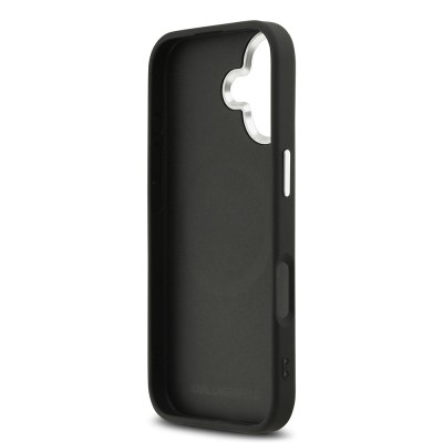 Apple iPhone 17 Case Karl Lagerfeld Original Licensed M-safe Charging Feature Perforated Design Metal Logo PU Leather Cover - 8