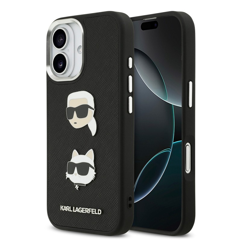 Apple iPhone 17 Case Karl Lagerfeld Original Licensed Metal Logo K&C Heads Pin Cover - 1