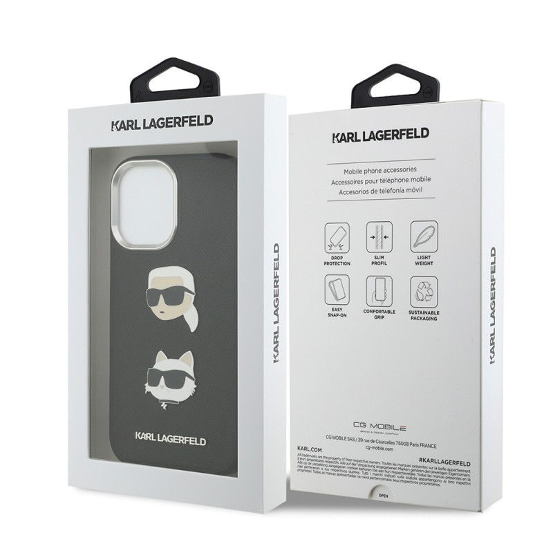 Apple iPhone 17 Case Karl Lagerfeld Original Licensed Metal Logo K&C Heads Pin Cover - 10