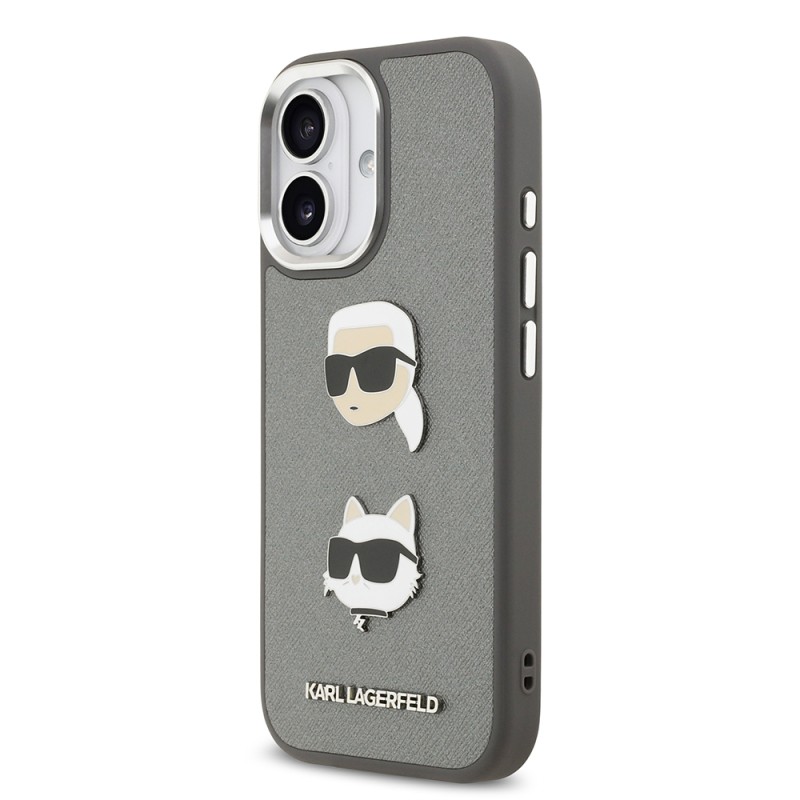 Apple iPhone 17 Case Karl Lagerfeld Original Licensed Metal Logo K&C Heads Pin Cover - 11
