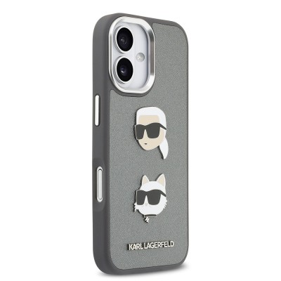 Apple iPhone 17 Case Karl Lagerfeld Original Licensed Metal Logo K&C Heads Pin Cover - 13