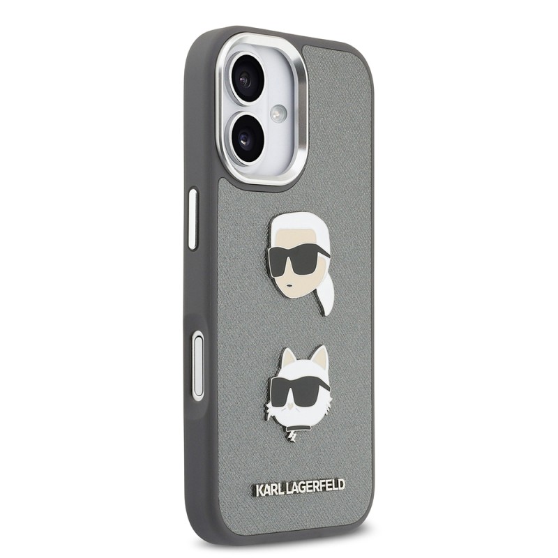 Apple iPhone 17 Case Karl Lagerfeld Original Licensed Metal Logo K&C Heads Pin Cover - 13