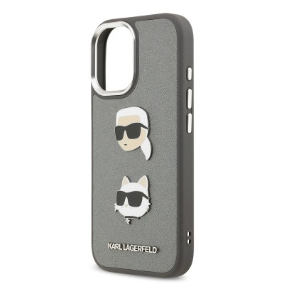 Apple iPhone 17 Case Karl Lagerfeld Original Licensed Metal Logo K&C Heads Pin Cover - 15