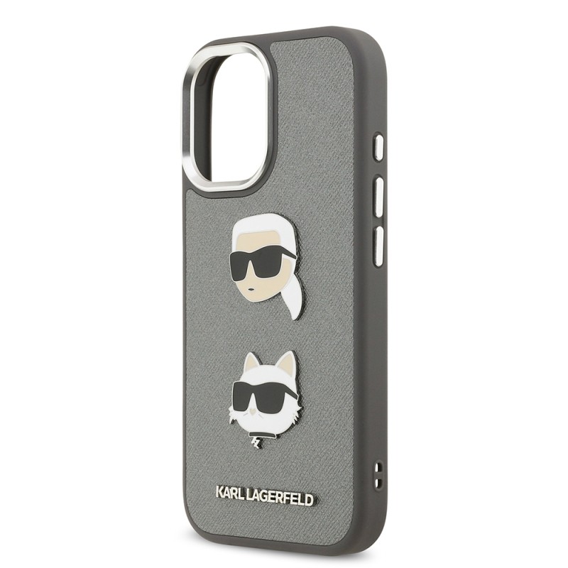 Apple iPhone 17 Case Karl Lagerfeld Original Licensed Metal Logo K&C Heads Pin Cover - 15