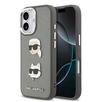Apple iPhone 17 Case Karl Lagerfeld Original Licensed Metal Logo K&C Heads Pin Cover - 3