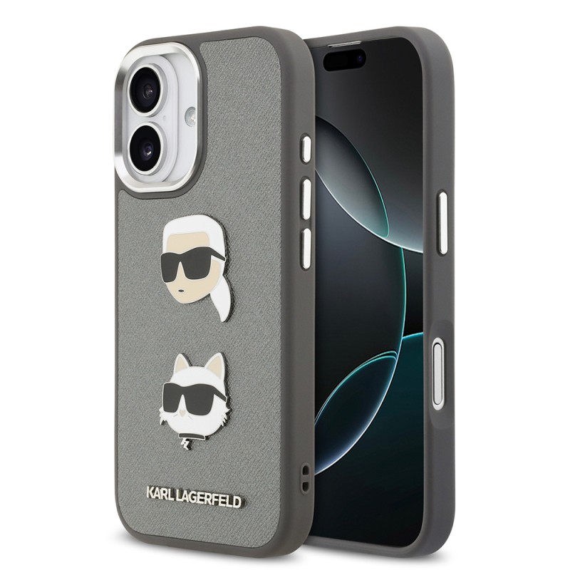 Apple iPhone 17 Case Karl Lagerfeld Original Licensed Metal Logo K&C Heads Pin Cover - 3