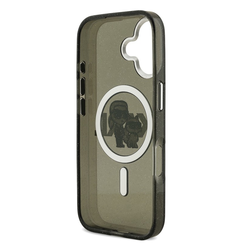 Apple iPhone 17 Case Karl Lagerfeld Original Licensed Shining Glitter Karl & Choupette Sketch Logo Cover - 8
