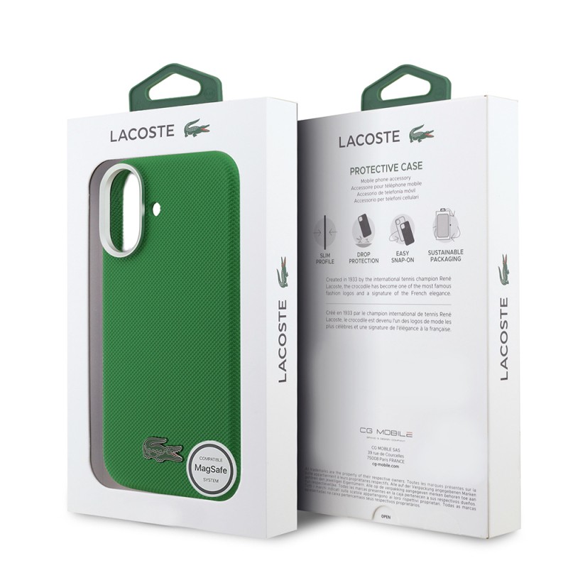 Apple iPhone 17 Case, Lacoste Original Licensed, M-Safe Charging Enabled, PVC Piqué Patterned Back, Iconic Crocodile Weave Logo Cover - 16