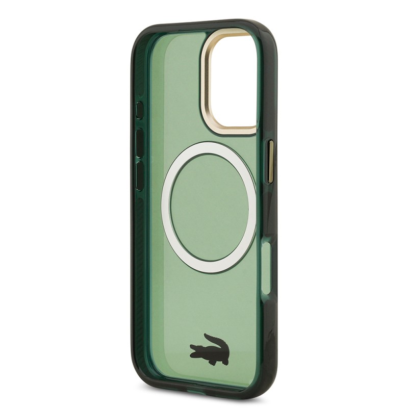 Apple iPhone 17 Case Lacoste Original Licensed M-Safe Charging Feature Gold Crocodile Logo Frosted Cover - 10