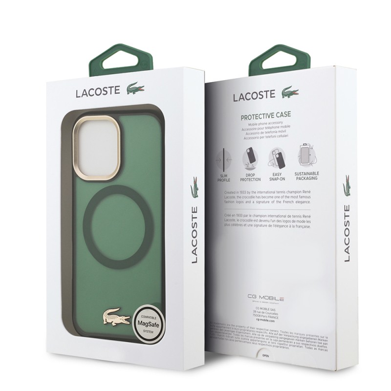 Apple iPhone 17 Case Lacoste Original Licensed M-Safe Charging Feature Gold Crocodile Logo Frosted Cover - 11