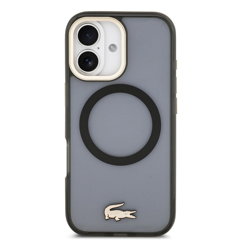 Apple iPhone 17 Case Lacoste Original Licensed M-Safe Charging Feature Gold Crocodile Logo Frosted Cover - 13