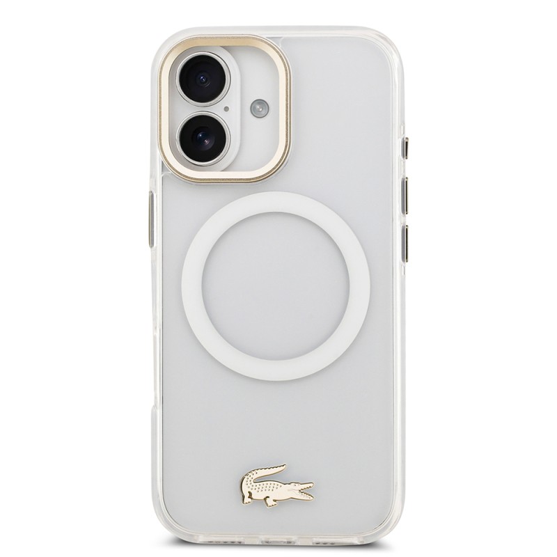 Apple iPhone 17 Case Lacoste Original Licensed M-Safe Charging Feature Gold Crocodile Logo Frosted Cover - 20