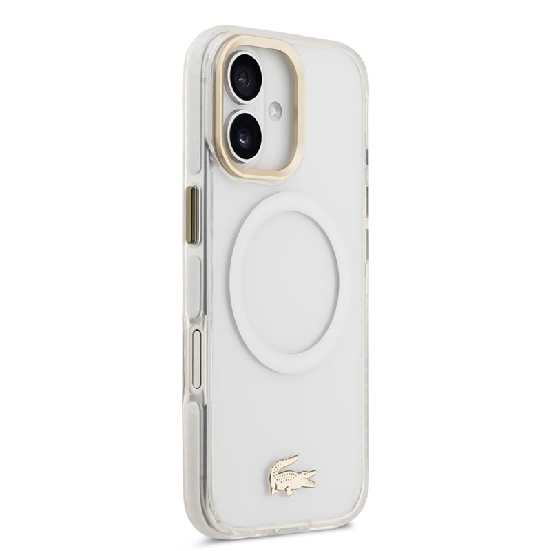 Apple iPhone 17 Case Lacoste Original Licensed M-Safe Charging Feature Gold Crocodile Logo Frosted Cover - 21