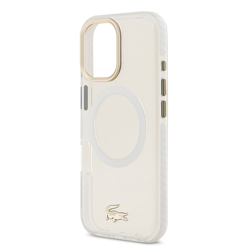 Apple iPhone 17 Case Lacoste Original Licensed M-Safe Charging Feature Gold Crocodile Logo Frosted Cover - 23