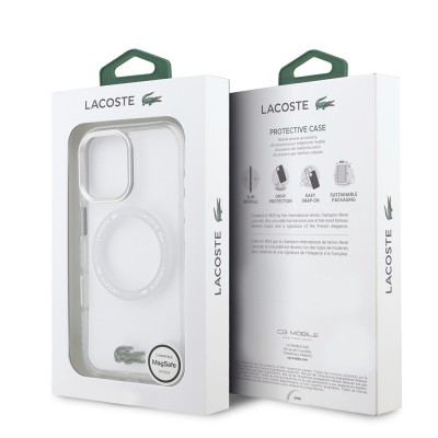Apple iPhone 17 Case Lacoste Original Licensed M-Safe Charging Feature Iconic Crocodile Logo Frosted Cover - 23