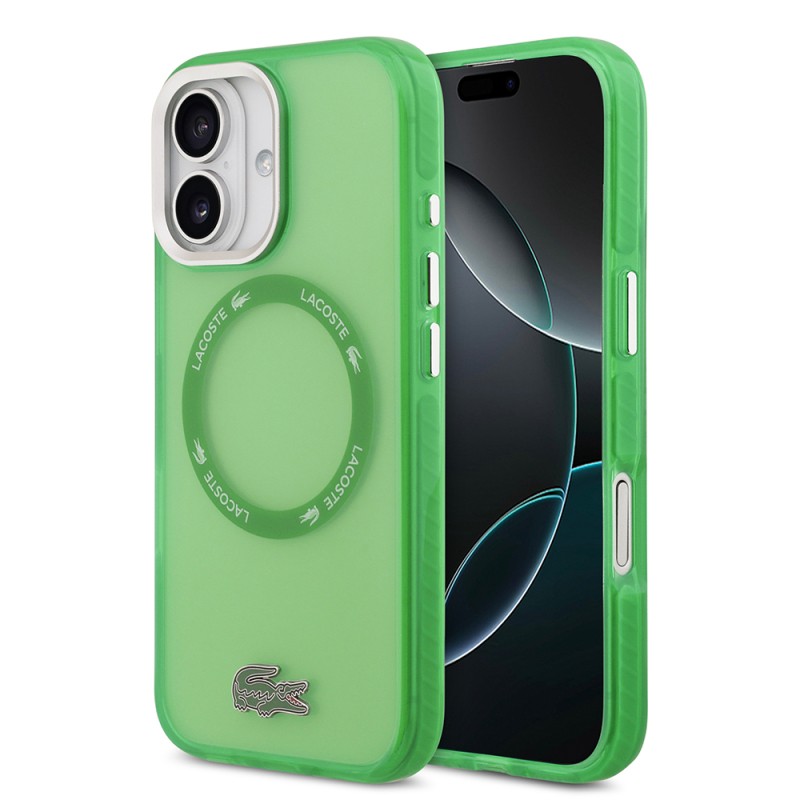 Apple iPhone 17 Case Lacoste Original Licensed M-Safe Charging Feature Iconic Crocodile Logo Frosted Cover - 3