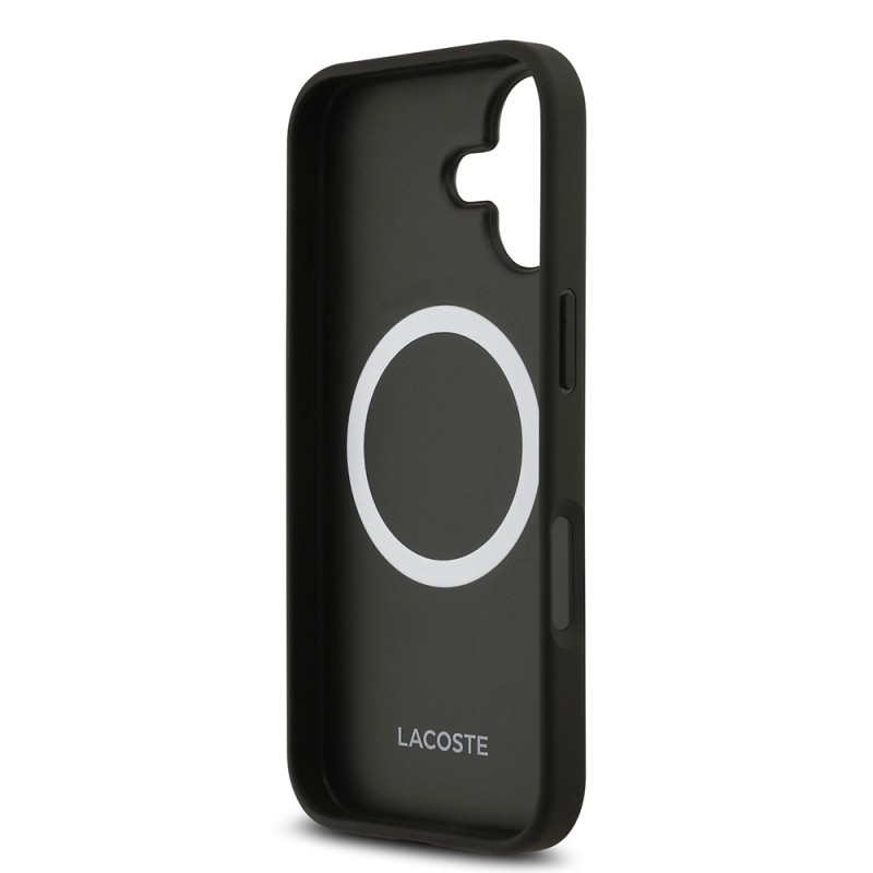 Apple iPhone 17 Case Lacoste Original Licensed M-Safe Charging Feature PU Leather Design Card Holder Mixed Monogram Pattern Cover - 8