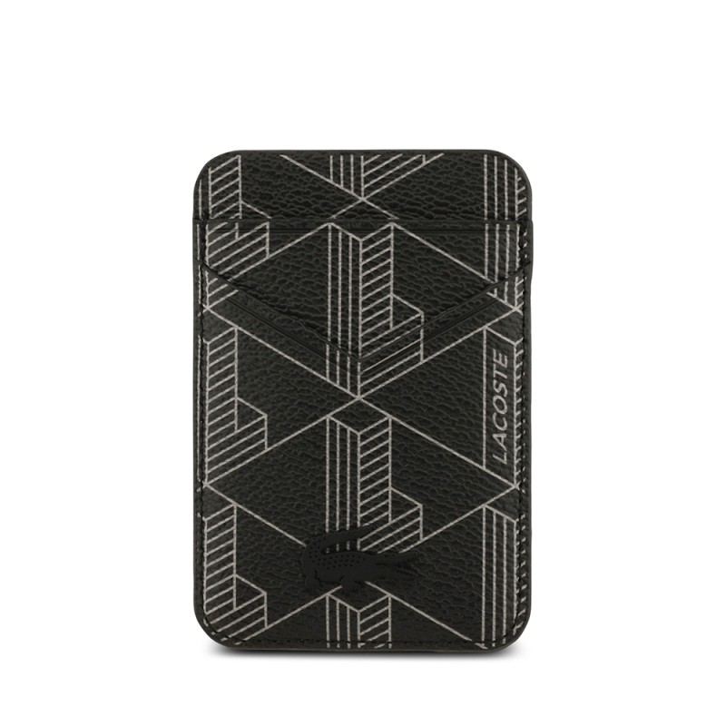 Apple iPhone 17 Case Lacoste Original Licensed M-Safe Charging Feature PU Leather Design Card Holder Mixed Monogram Pattern Cover - 10