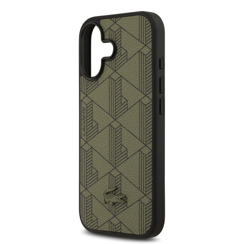 Apple iPhone 17 Case Lacoste Original Licensed M-Safe Charging Feature PU Leather Design Card Holder Mixed Monogram Pattern Cover - 18