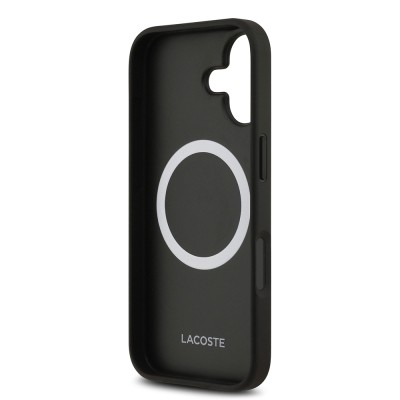 Apple iPhone 17 Case Lacoste Original Licensed M-Safe Charging Feature PU Leather Design Card Holder Mixed Monogram Pattern Cover - 19