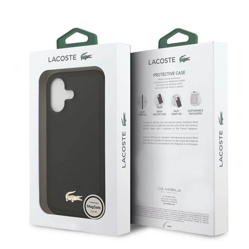 Apple iPhone 17 Case Lacoste Original Licensed M-Safe Charging Feature PU Leather Design Metal Logo Cover - 10