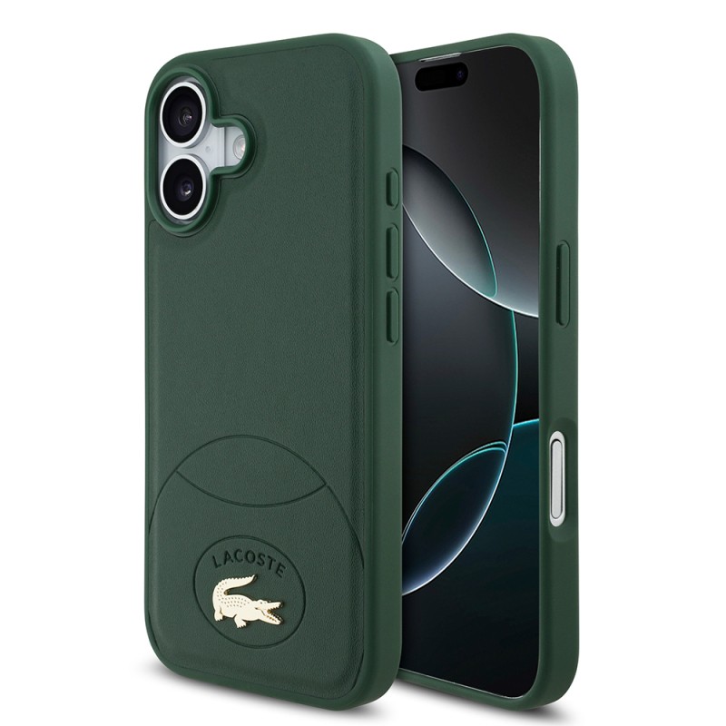 Apple iPhone 17 Case Lacoste Original Licensed M-Safe Charging Feature PU Leather Design Metal Logo Cover - 3