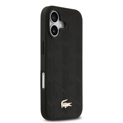 Apple iPhone 17 Case Lacoste Original Licensed M-Safe Charging Feature PU Leather Design Mixed Monogram Pattern Cover - 5