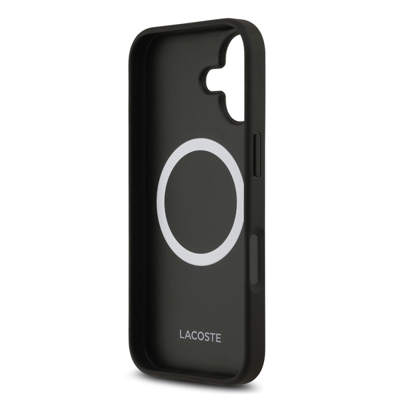 Apple iPhone 17 Case Lacoste Original Licensed M-Safe Charging Feature PU Leather Design Mixed Monogram Pattern Cover - 9