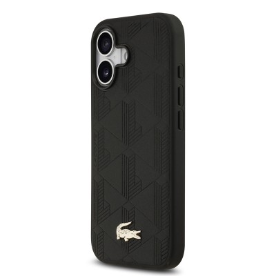 Apple iPhone 17 Case Lacoste Original Licensed M-Safe Charging Feature PU Leather Design Mixed Monogram Pattern Cover - 6